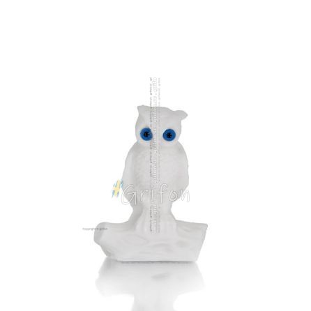 Uggla eller Glaucus: den heliga fågeln, symbol för visdom, försiktighet, på en gren 6 cm Hellängd alabasterstaty Alabaster 1 - g