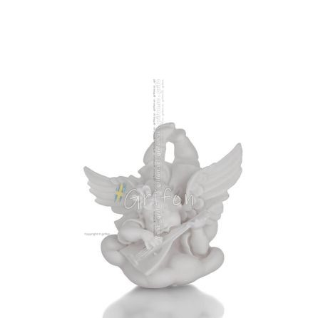Little guitar angel 12cm life size Alabaster Statue, Religious-Spiritual Alabaster 1 - grifon.se 