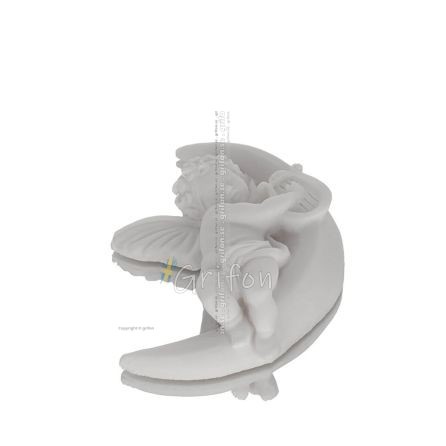 Angel on Moon Playing Harp 12cm Alabaster Statue, Religious - Spiritual Alabaster 1 - grifon.se 