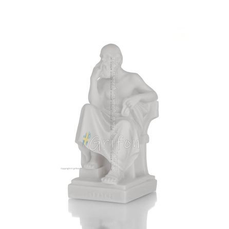 Sokrates: Filosof, anses vara grundaren av västerländsk filosofi 14cm Hellängds alabasterstaty, antikens Grekland Alabaster 1 -