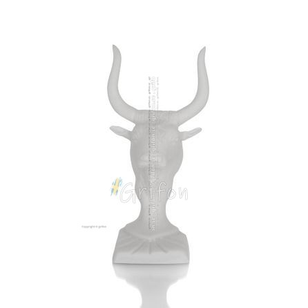 Minotaur: Queen Pasiphaes Son, Bull Head, Bull Head Bust, Bust 14cm Alabaster Statue, Minoan Era Alabaster 1 - grifon.se