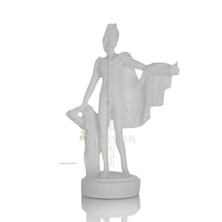 Apollo or Apollonas, the god of music, light, and protector of arts with a chiton, 18 cm full-body statue made of alabaster, anc