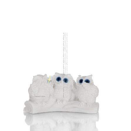 Owls on a branch 12cm Full length alabaster statue Alabaster 1 - grifon.se