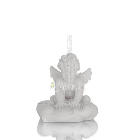 Angelic Figure Playing Piano on a Cloud - 10cm Alabaster Statue, Religious-Spiritual Alabaster 1 - grifon.se
