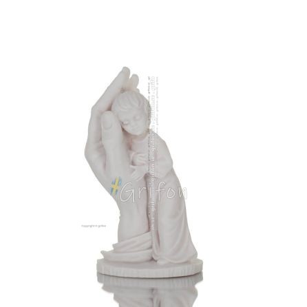 Boy in hand with serenity, tenderness, affection, 16,5cm full-body statue made of alabaster, Decorative Alabaster 1 - grifon.se