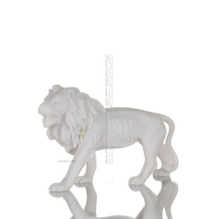 Lejon: symbol för en linjals dygder, 20 cm alabasterstaty i full längd Alabaster 1 - grifon.se 