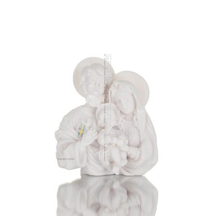 Heliga Familjen, Josef med Jungfru Maria och det gudomliga spädbarnet Jesus Kristus, 13 cm alabasterbyst, kristen Alabaster 1 -