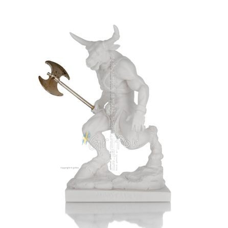 Minotaurus: Plasma, son till Pasiphae drottning av Knossos, minoisk civilisation 21cm Fullängds alabasterstaty Alabaster 1 - gri
