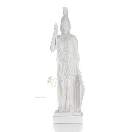 Athena or Athene: Goddess of wisdom with a spear and shield, 42 cm full-body alabaster statue, ancient Greece Alabaster 1 - grif
