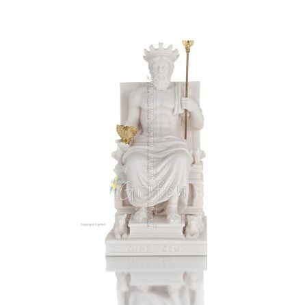 Zeus or Zeus: God of the sky, lightning, law, thunder, order, enthroned 245cm Full length alabaster statue, ancient Greece Alaba