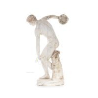 Discus Thrower of Myron: Young Athlete, Symbol of the Olympic Games, Full Length Plaster Statue, Ancient Greece Plaster, Tuff, M