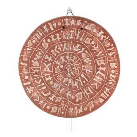 Phaistos Disc: The Unsolved Mystery Wall Hanging 28cm Dekorativ handgjord finish Vägghängande minoisk kultur Dekorativ keramik 1