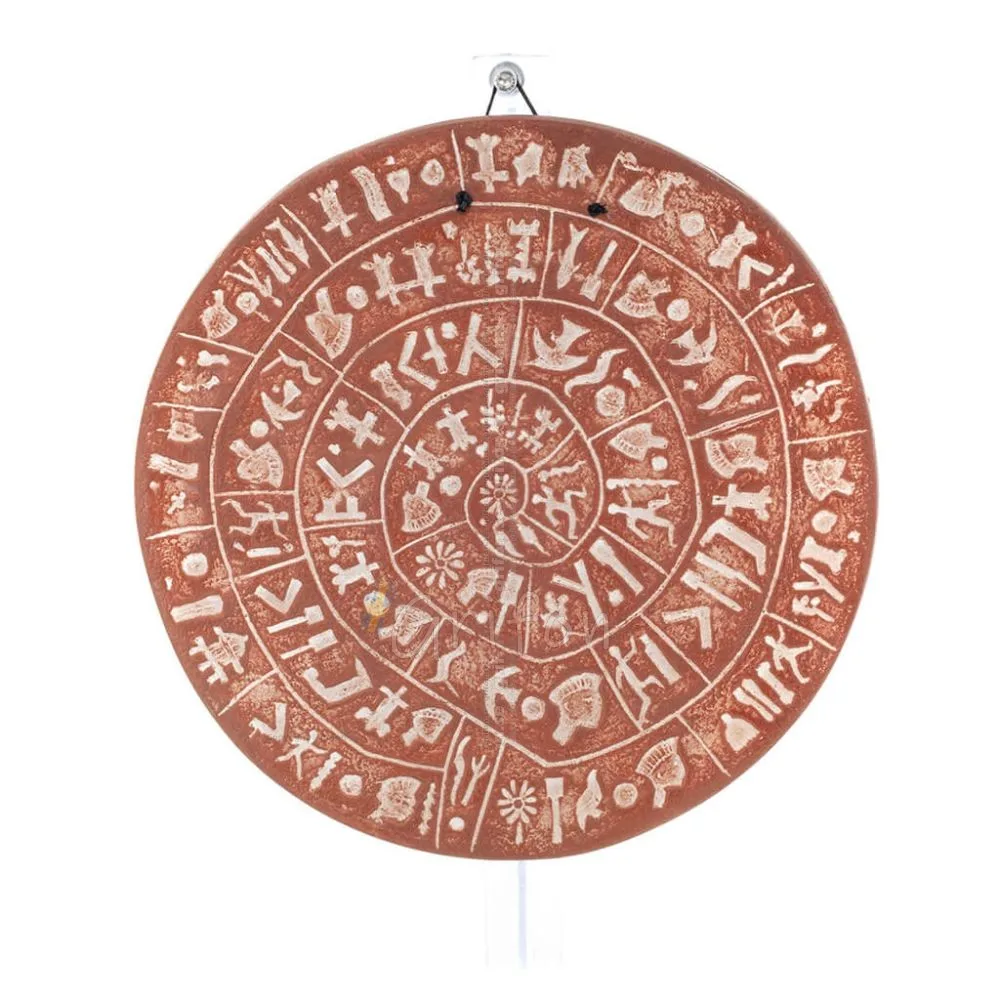 Phaistos Disc: The Unsolved Mystery Wall Hanging 28cm Dekorativ handgjord finish Vägghängande minoisk kultur Dekorativ keramik 1