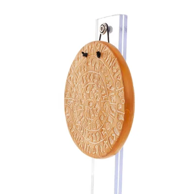 Phaistos Disc: The Unsolved Mystery, 13 cm dubbelsidig väggupphängning med handgjord finish, väggupphängning, minoisk kultur Dek