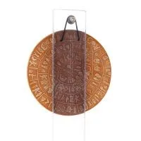 Phaistos Disc: The Unsolved Mystery, 13 cm dubbelsidig väggupphängning med handgjord finish, väggupphängning, minoisk kultur Dek