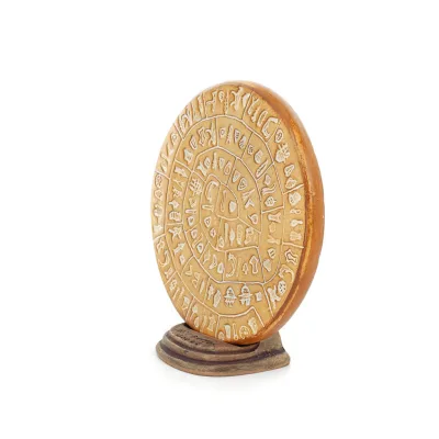Phaistos Disc: The Unsolved Mystery, 15,5 cm dekorativ bas med handgjord finish, minoisk civilisation, antikens Grekland Dekorat