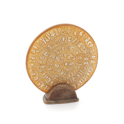 Phaistos Disc: The Unsolved Mystery, 15,5 cm dekorativ bas med handgjord finish, minoisk civilisation, antikens Grekland Dekorat