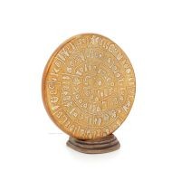 Phaistos Disc: The Unsolved Mystery, 15,5 cm dekorativ bas med handgjord finish, minoisk civilisation, antikens Grekland Dekorat