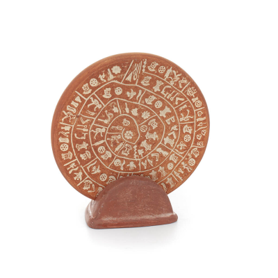 Phaistos Disc: The Unsolved Mystery, 13,5 cm dekorativ bas med handgjord finish, minoisk civilisation, antikens Grekland Dekorat