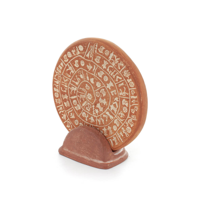 Phaistos Disc: The Unsolved Mystery, 13,5 cm dekorativ bas med handgjord finish, minoisk civilisation, antikens Grekland Dekorat