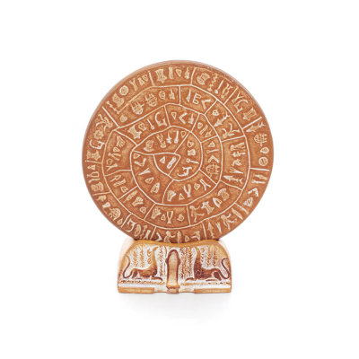 Phaistos Disc: The Unsolved Mystery, 12,5 cm dekorativ bas med handgjord finish, minoisk civilisation, antikens Grekland Dekorat
