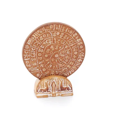 Δίσκος Φαιστού: Το άλυτο μυστήριο, με βάση 12,5εκ διακοσμητικό με Χειροποίητο φινίρισμα, μινωικός πολιτισμός, αρχαία Ελλάδα Διακ
