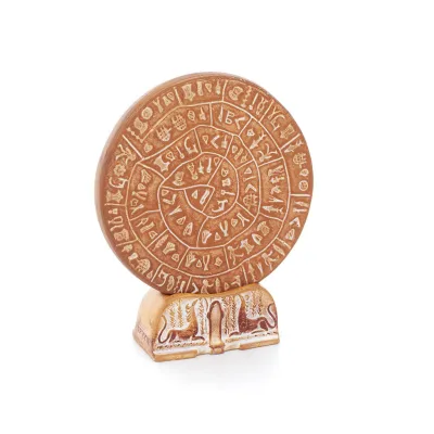 Phaistos Disc: The Unsolved Mystery, 12,5 cm dekorativ bas med handgjord finish, minoisk civilisation, antikens Grekland Dekorat
