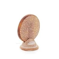 Phaistos Disc: The Unsolved Mystery, på 11 cm dekorativ bas med handgjord finish, minoisk civilisation, antikens Grekland Dekora