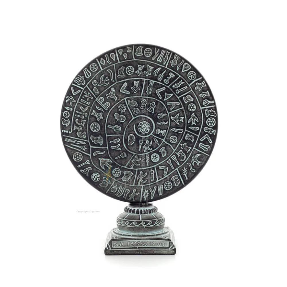 Phaistos Disc: The Unsolved Mystery, on capital base 27x22cm decorative with Handmade finish, Minoan civilization Decorative Cer