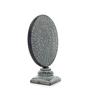 Phaistos Disc: The Unsolved Mystery, pÃ¥ kapitalbas 27x22cm dekorativ med handgjord finish, minoisk civilisation Dekorativ kerami