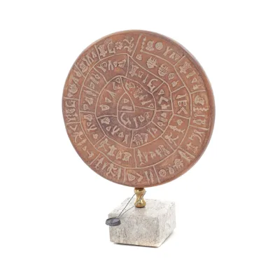 Phaistos Disc: The Unsolved Mystery, with marble 19x 16cm decorative with Handmade finish, Minoan civilization Decorative Cerami
