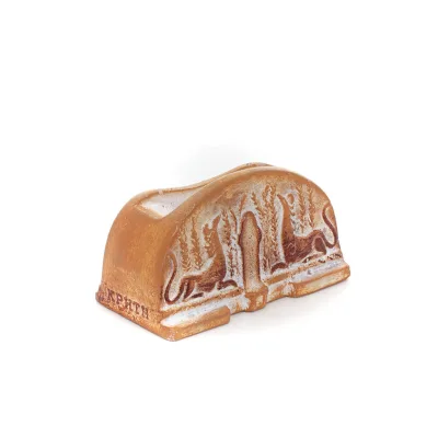 Basplatta Phaistos Grypha, Gryphon, Knossos 3,5x7cm dekorativ med handgjord finish, För 431235 Dekorativ keramik 3 - grifon.se 