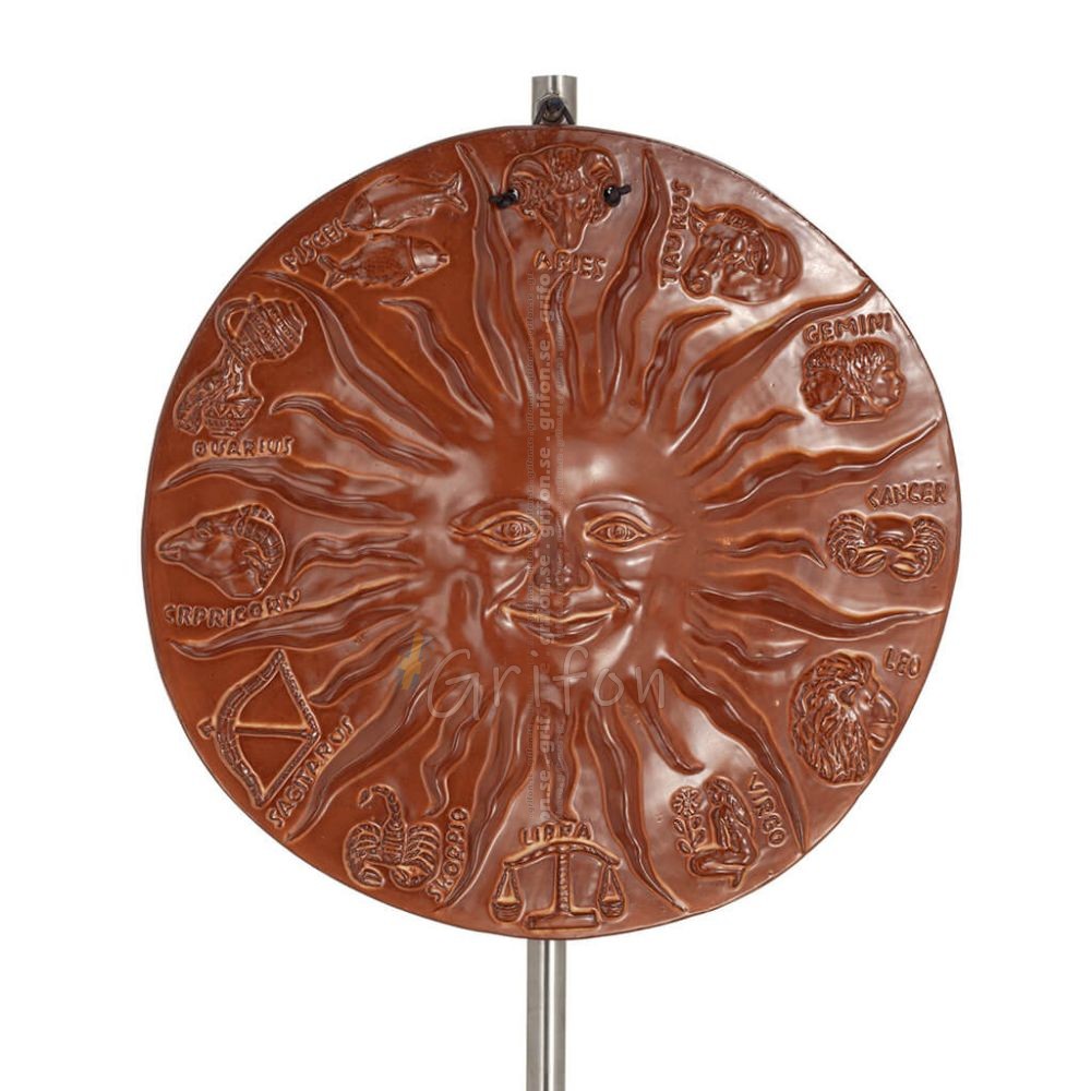Sun with Zodiac 24cm ceramic decoration with Handmade finish Decorative Ceramics 1 - grifon.se 