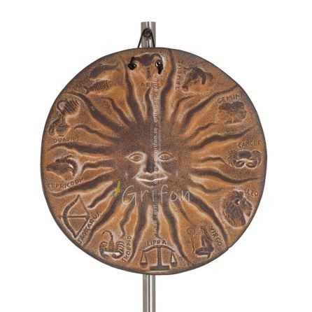 Sun with zodiac circle 19cm ceramic decoration with handmade finish Decorative Ceramics 1 - grifon.se