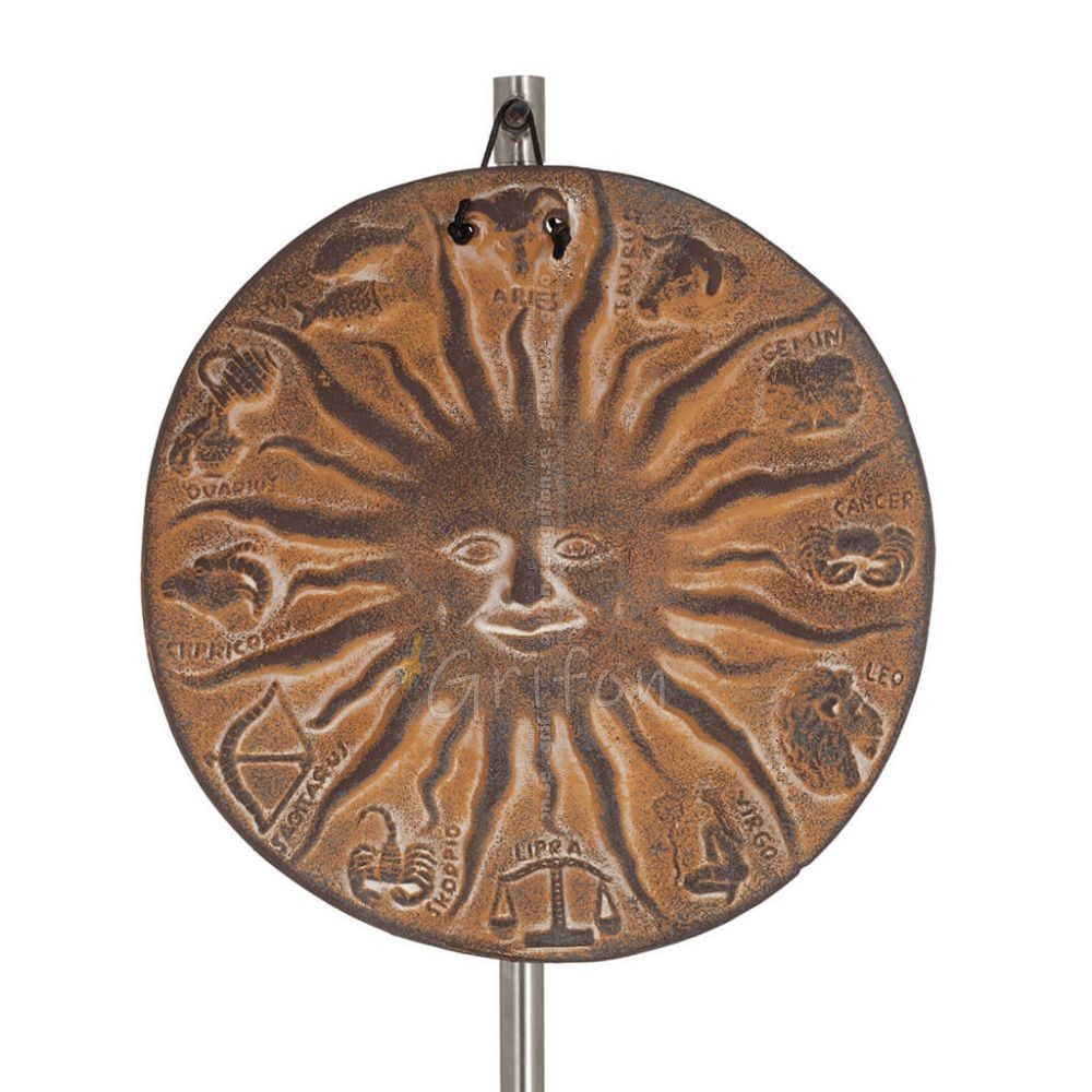 Sun with zodiac circle 19cm ceramic decoration with handmade finish Decorative Ceramics 1 - grifon.se 