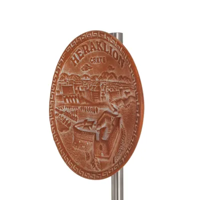 Hängande väggplatta 14cm Heraklion, dekorativ med Handgjord finish, väggmonterad Dekorativ keramik 2 - grifon.se 
