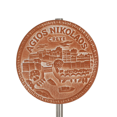 Hanging wall plate 14cm Agios Nikolaos shape, decorative with Handmade finish, wall-mounted Decorative Ceramics 1 - grifon.se 