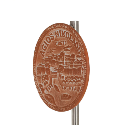 HÃ¤ngande vÃ¤ggplatta 14cm Agios Nikolaos form, dekorativ med Handgjord finish, vÃ¤ggmonterad Dekorativ keramik 2 - grifon.se 