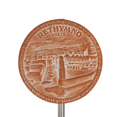 Vägghängande tallrik 14cm Rethymnon, dekorativ med handgjord finish, väggmonterad Dekorativ keramik 1 - grifon.se 