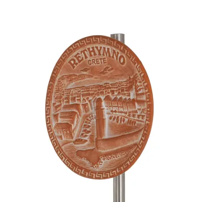 Vägghängande tallrik 14cm Rethymnon, dekorativ med handgjord finish, väggmonterad Dekorativ keramik 2 - grifon.se 