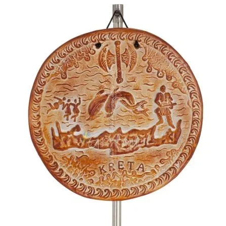Plattor vägghängande Kreta rund 22cm dekorativ med Handgjord finish, väggmonterad Dekorativ keramik 1 - grifon.se 