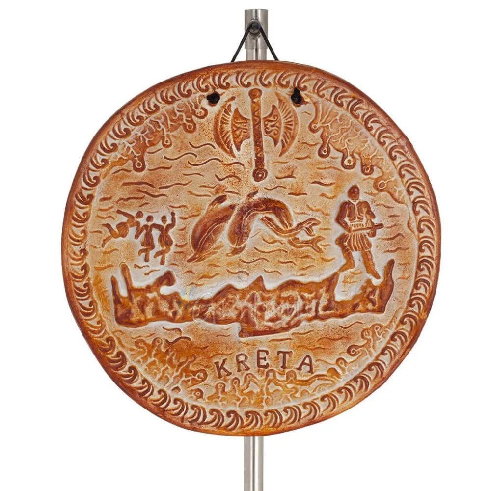 Plattor vägghängande Kreta rund 22cm dekorativ med Handgjord finish, väggmonterad Dekorativ keramik 1 - grifon.se 