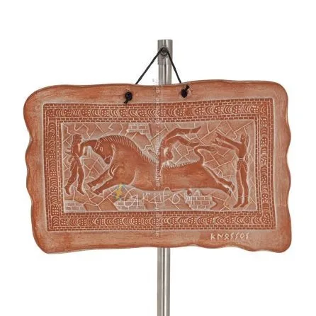 Plack hängande på väggen i form av Taurokathapsia 15x24cm dekorativ med handgjord finish, väggmonterad Dekorativ keramik 1 - gri