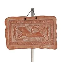 Plack hängande på väggen i form av Taurokathapsia 15x24cm dekorativ med handgjord finish, väggmonterad Dekorativ keramik 1 - gri