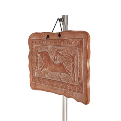 Plack hängande på väggen i form av Taurokathapsia 15x24cm dekorativ med handgjord finish, väggmonterad Dekorativ keramik 2 - gri