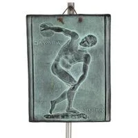 Myrons diskuskastare: Ung atlet, symbol 21x16cm dekorativ med handgjord finish, vägghängande plaketter Dekorativ keramik 1 - gri