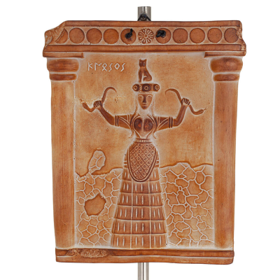 Πλάκες κρεμαστές τοίχου σχ. θεά όφεων 24χ18εκ διακοσμητικό με Χειροποίητο φινίρισμα, επιτοίχιο, μινωικός πολιτισμός Διακοσμητικά