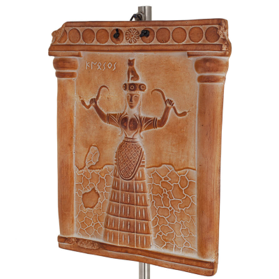 Vägghängande plaketter av ormarnas gudinna 24x18cm Dekorativ med handgjord finish, väggmonterad, minoisk kultur Dekorativ kerami