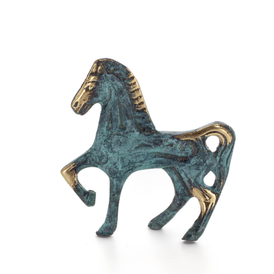 Archaic Horse or Steed: irrational, silent yet full of fire, energy, motion, a 7 cm sculpture-inspired statuette, bronze decorat