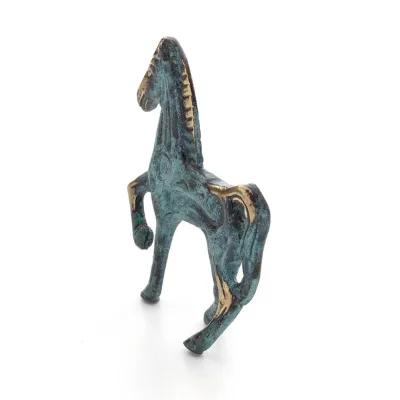 Archaic Horse or Steed: irrational, silent yet full of fire, energy, motion, a 7 cm sculpture-inspired statuette, bronze decorat